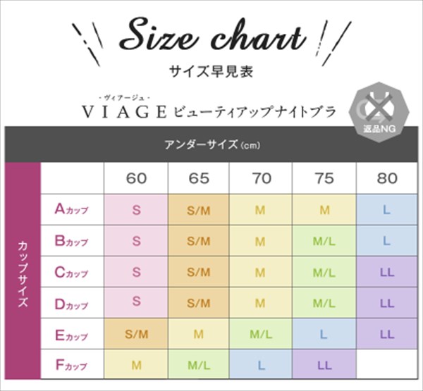 ヴィアージュの新しいサイズ表
